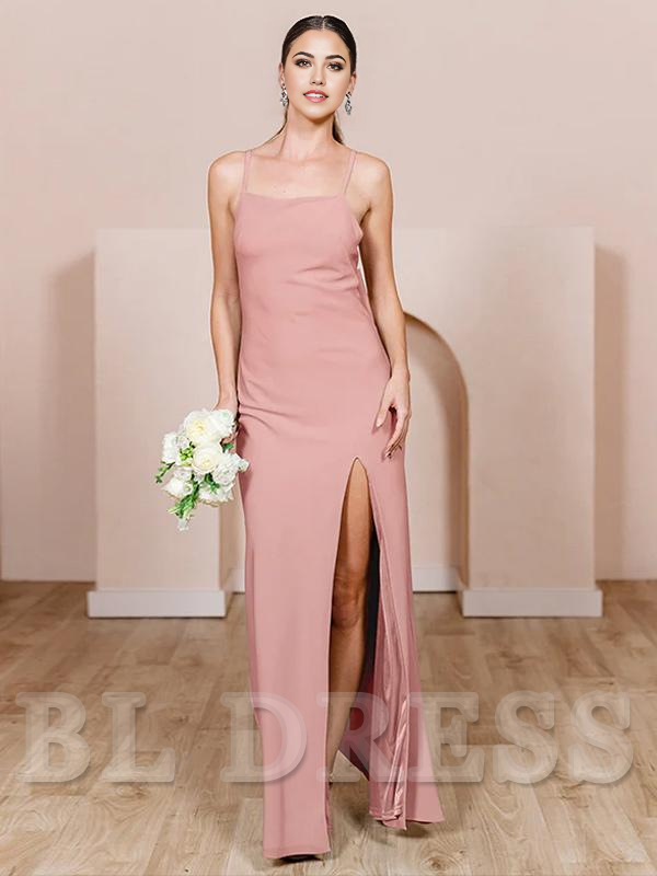 Sheath Spaghetti Straps Backless Floor-Length formal dresses Bridesmaid Dresses evening gown Prom Dress