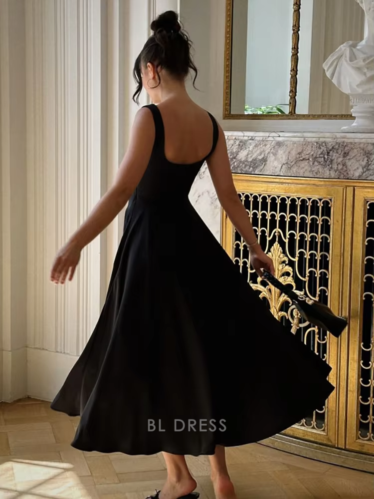 A Line Elegant Square Neck Ankle Length White formal dresses Bridesmaid Dresses evening gown Prom Dress