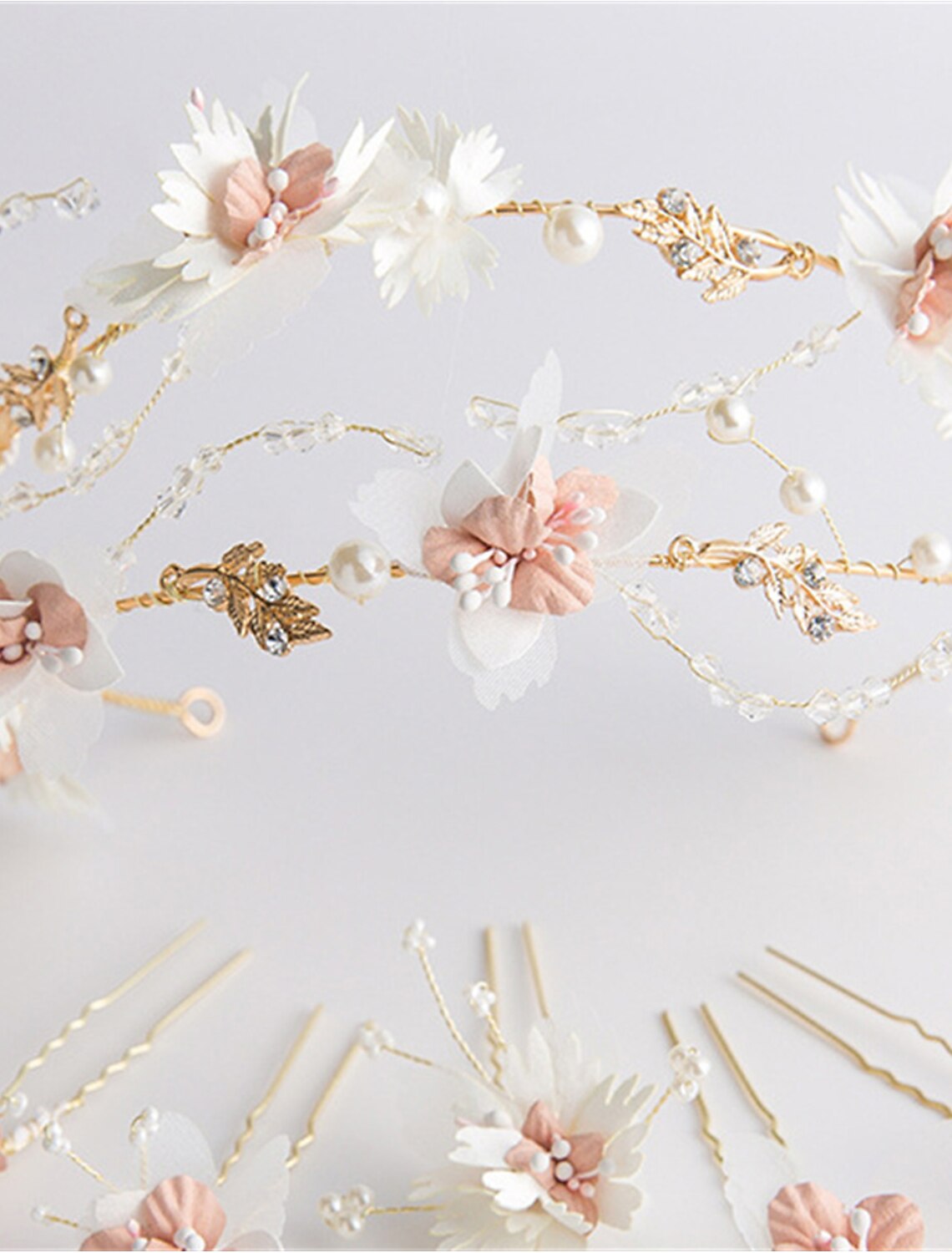 Floral Crown Headband And Hairpins Color Hairband Flower Tiara Bridal Hair Accessories Hair Pins Set Hair Jewelry For Women