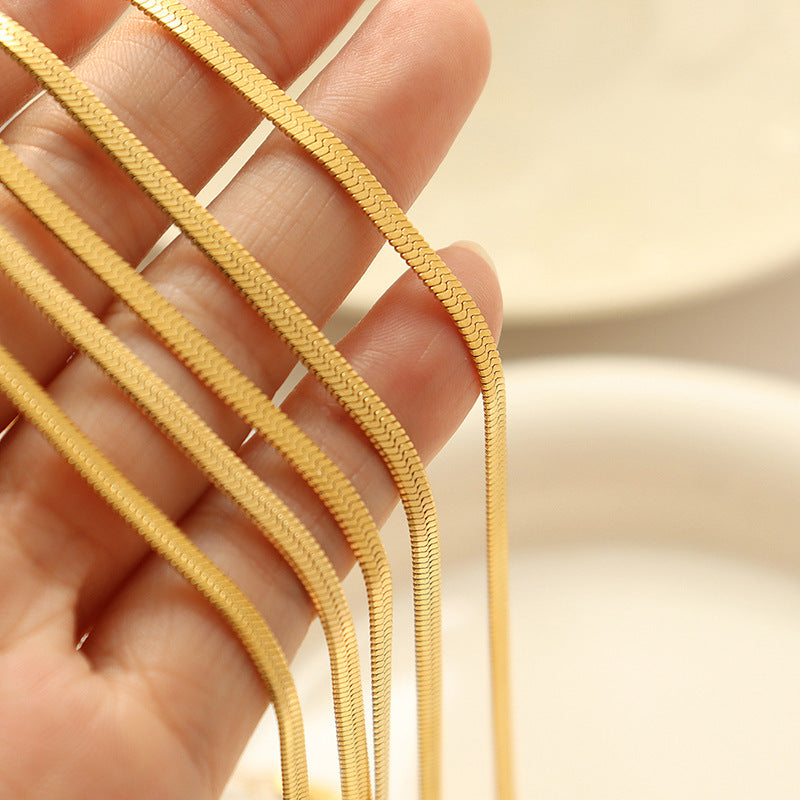 Personalized fashion all-match ins trend blade chain metal texture necklace titanium steel clavicle chain and bracelet jewelry set