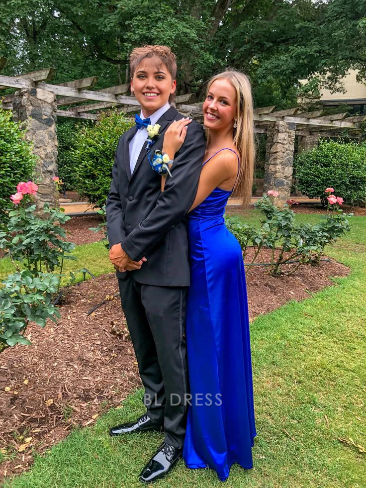 Sheath V Neck Spaghetti Straps Blue Long formal dresses Bridesmaid Dresses evening gown Prom Dress