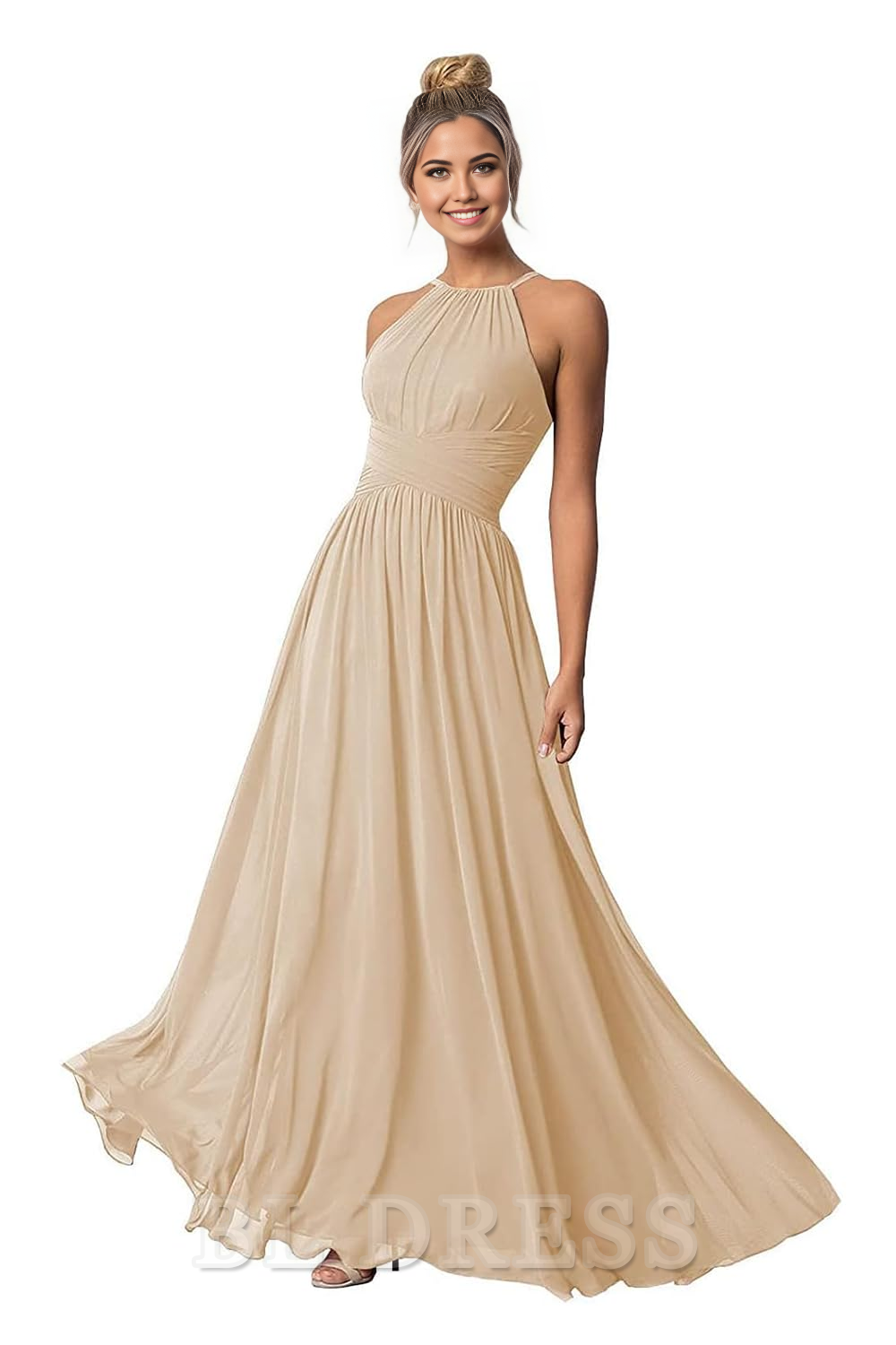 A Line Chiffon Halter formal dresses Bridesmaid Dresses evening gown Prom Dress