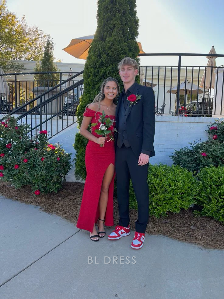 Mermaid Off The Shoulder Long formal dresses Bridesmaid Dresses evening gown Prom Dress With Slit