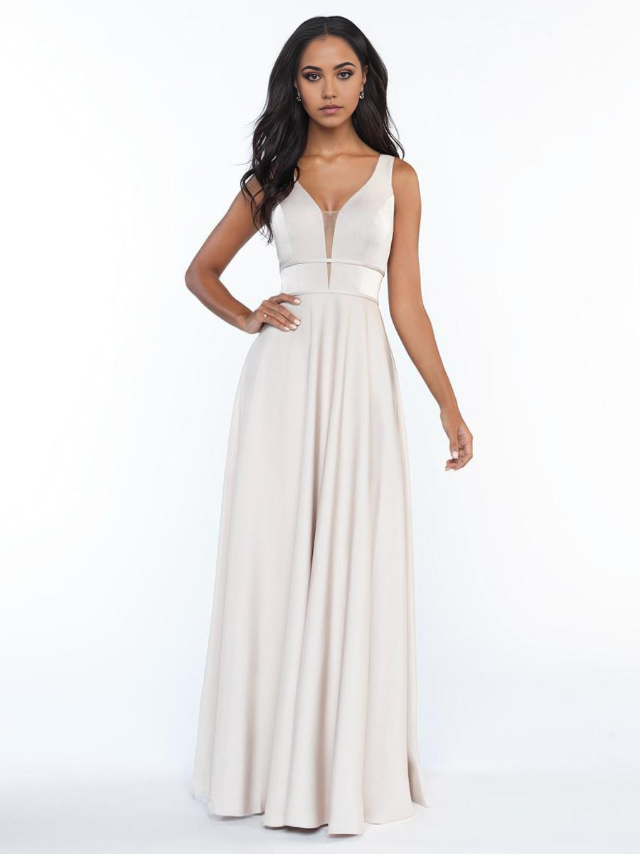A-Line Deep V Sleeveless Open Back Floor-Length formal dresses Bridesmaid Dresses evening gown Prom Dress