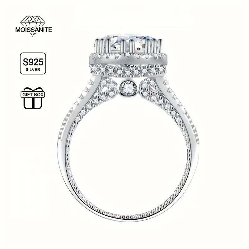 2 Carat Moissanite Crown Ring in 925 Silver - A Timeless Fashion Statement for Her - Ideal Mens Gift for Proposals, Engagements, Weddings & Anniversaries - Showcase Your Unique Personality with This Glamorous & Durable Gemstone Ring