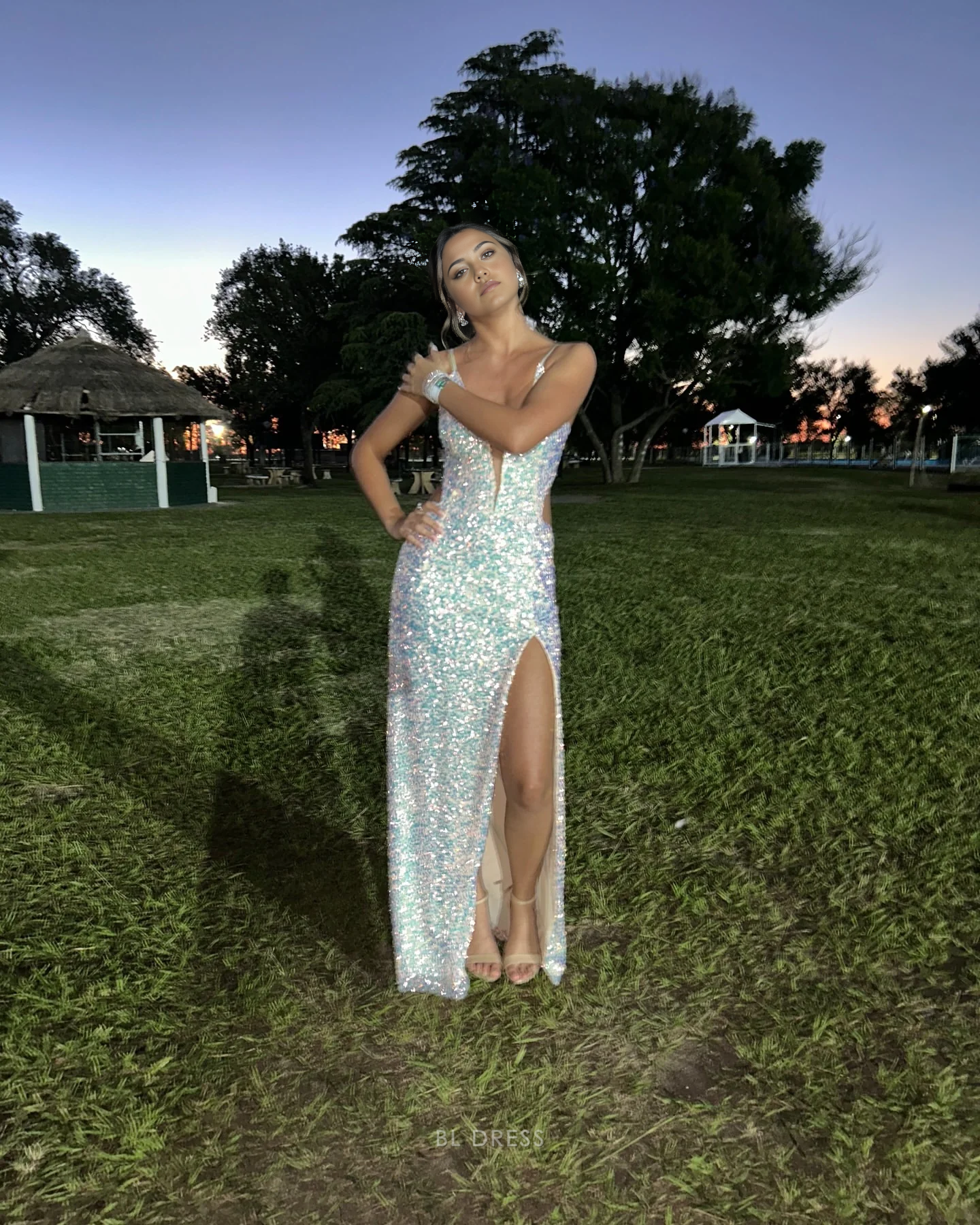 Mermaid V-Neck Spaghetti Straps Sequin Slit formal dresses Bridesmaid Dresses evening gown Prom Dress