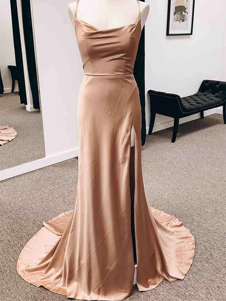 Backless Long Prom Dress with High Slit
