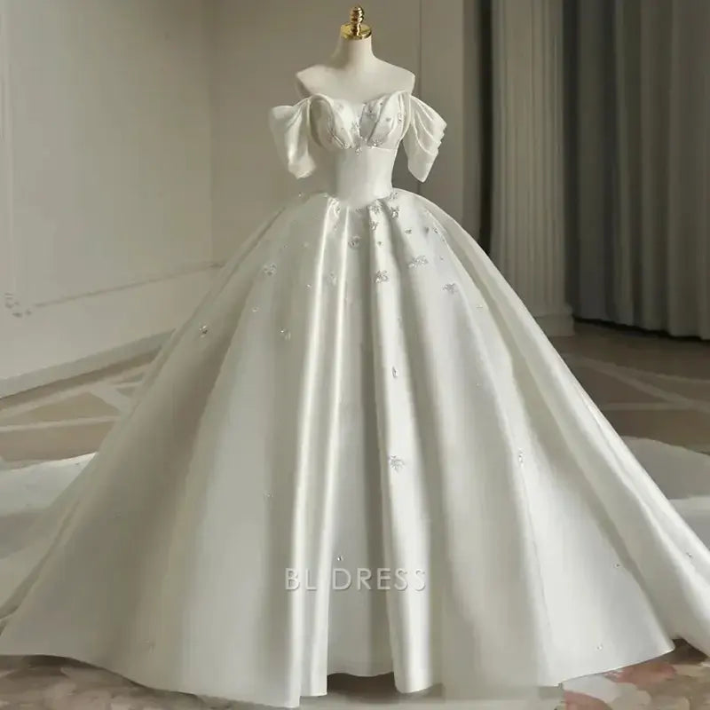 A-line Sweetheart Satin formal dresses Bridesmaid Dresses evening gown Prom Dress Wedding Dress