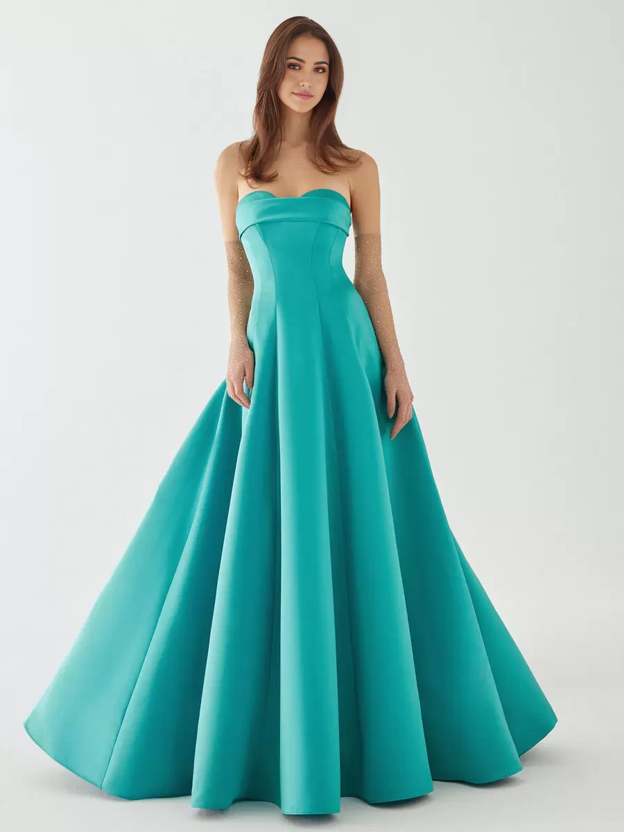 A-Line Floor-Length Zipper Satin formal dresses evening gown Prom Dress