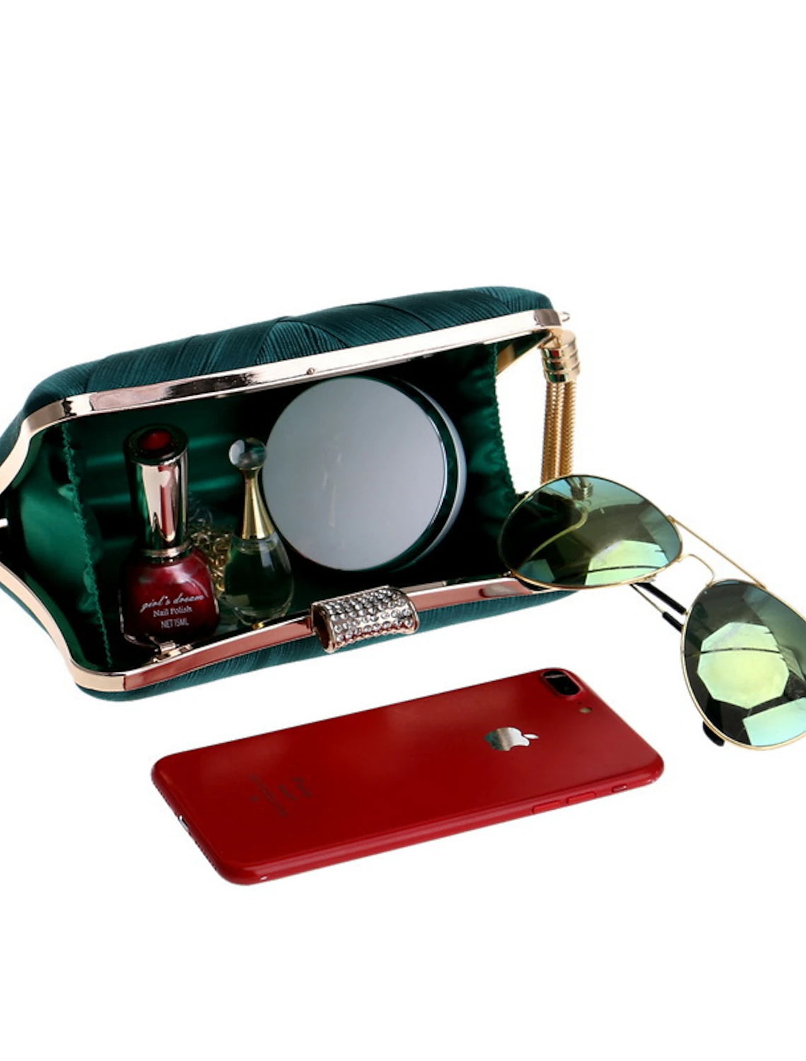 Damen Clutch Abendtasche Wristlet Clutch Taschen Seide Party Brautparty Urlaub Quaste Kette Große Kapazität