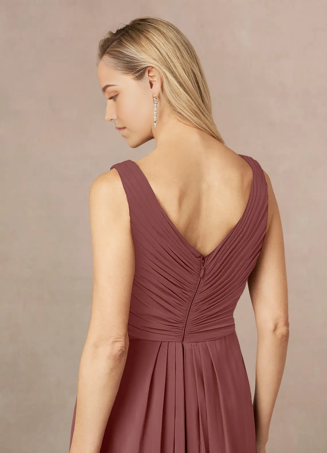 A-Line V-Neck Pleated Chiffon Desert Rose formal dresses evening dress Mother of the Bride Dresses