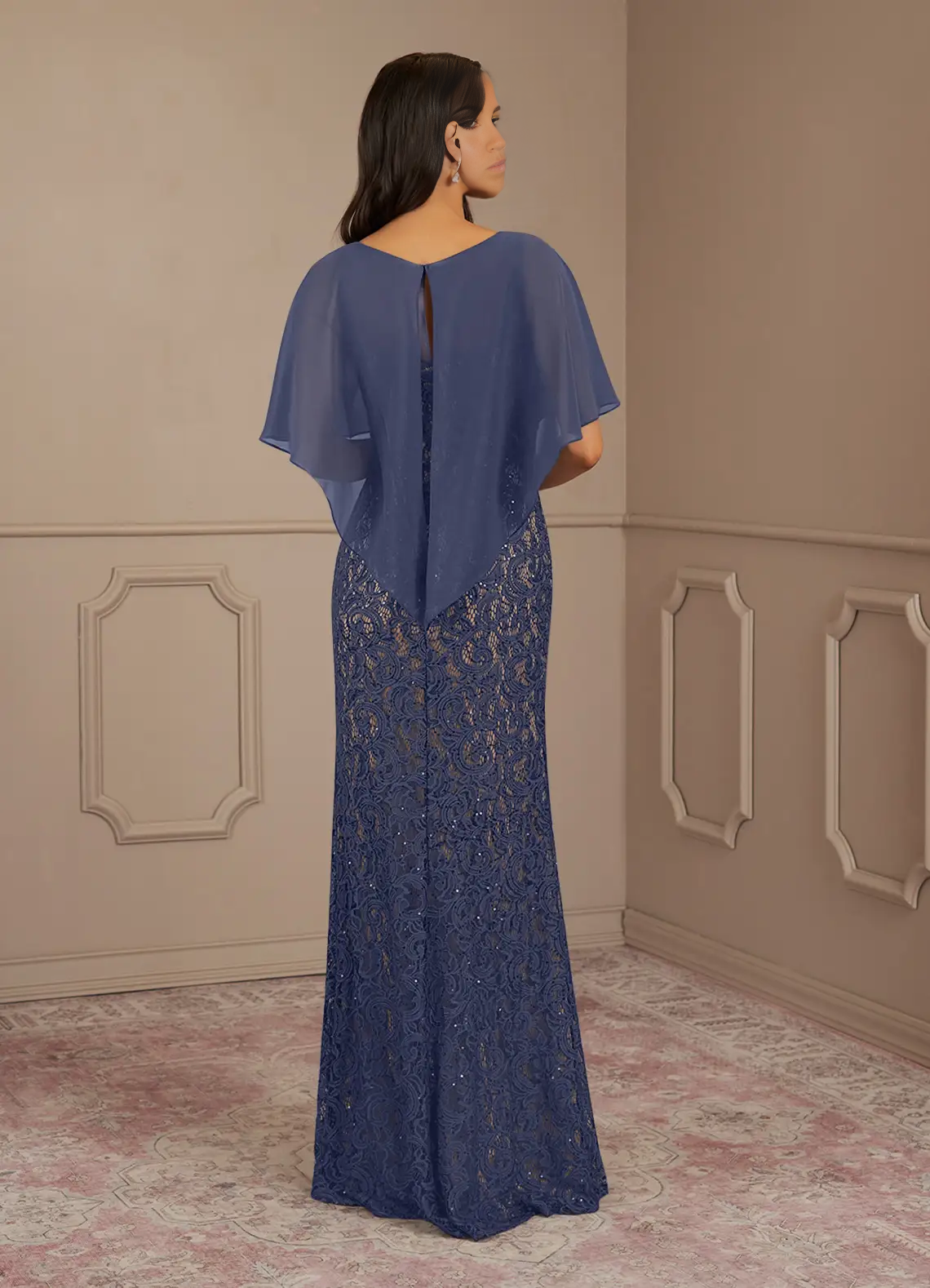 Sheath Crew Neck Sequins Chiffon formal dresses evening dress Mother of the Bride Dresses