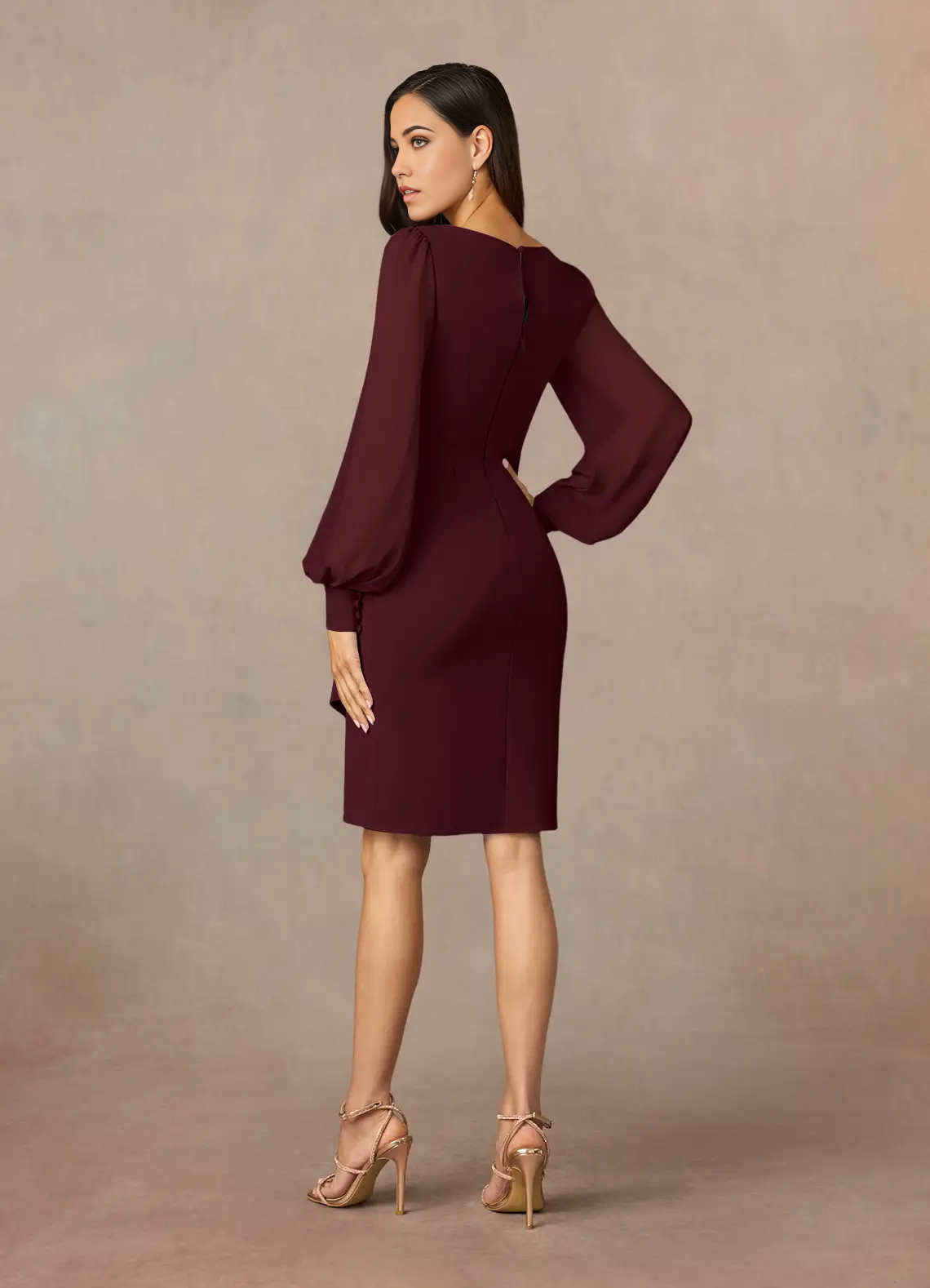 Sheath V-Neck Pleated Cabernet formal dresses evening dress Mother of the Bride Dresses