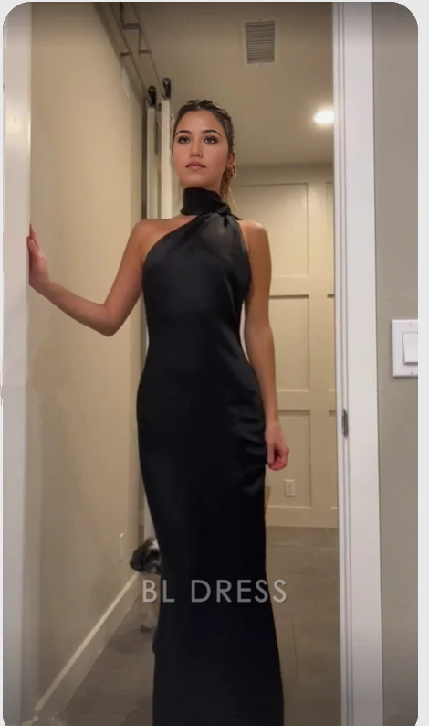 Mermaid Elegant Backless Black Long formal dresses Bridesmaid Dresses evening gown Prom Dress