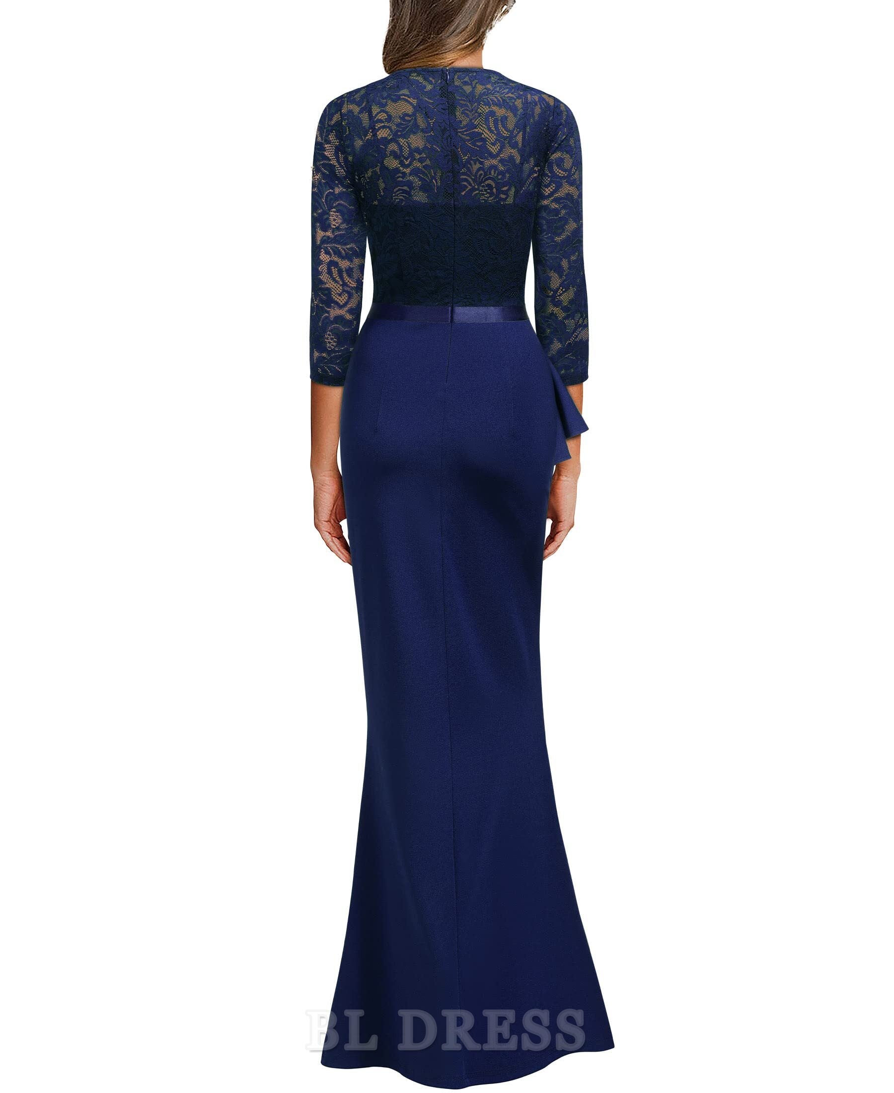 Mermaid V-Neck Half Sleeve Lace Ruffle formal dresses evening gown Bridesmaid Dresses