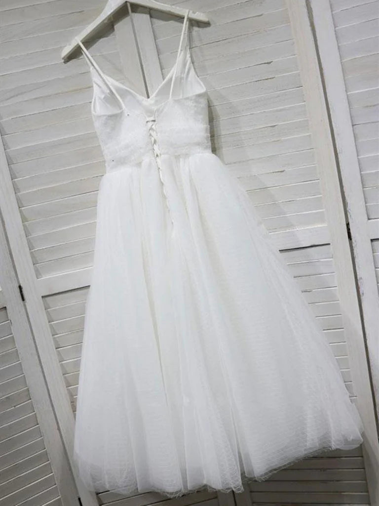 V Neck Tulle Lace Short Prom Dress Formal Evening Graduation Dress