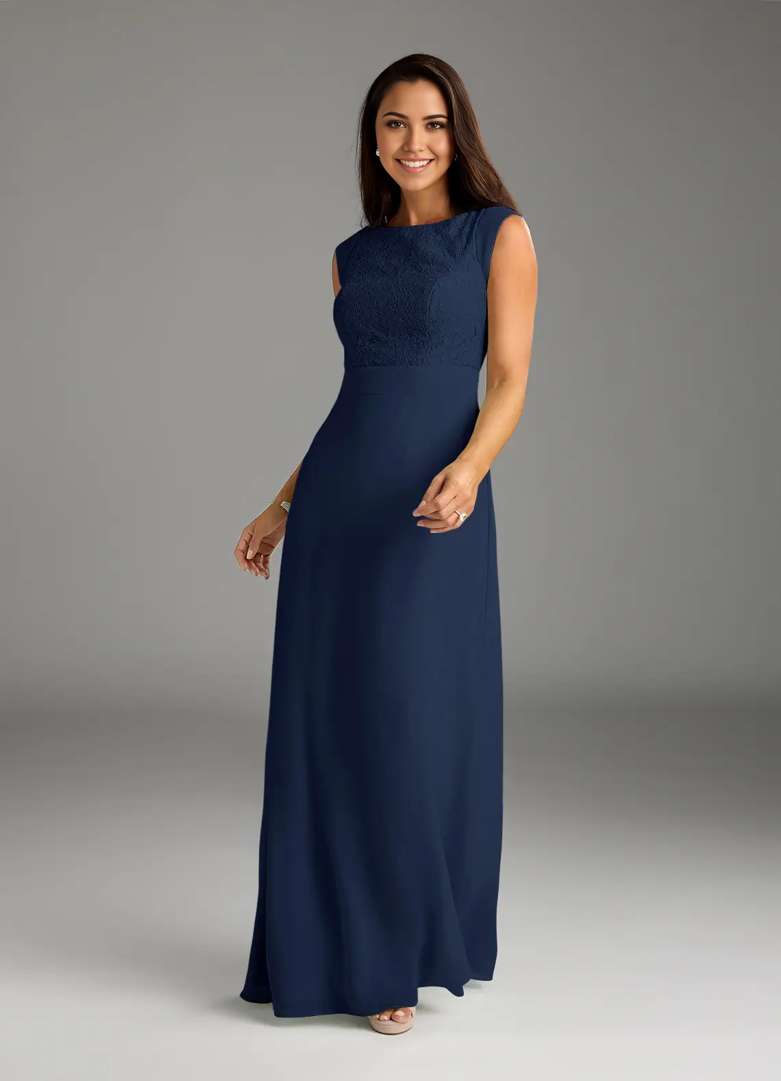 A-Line Lace Chiffon Dark Navy formal dresses evening dress Mother of the Bride Dresses