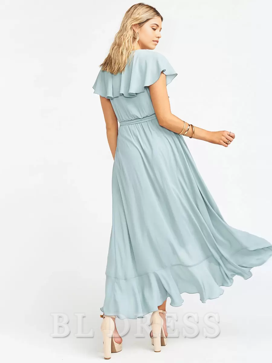 A-Line V-Neck Ankle-Length Chiffon formal dresses Bridesmaid Dresses evening gown Prom Dress