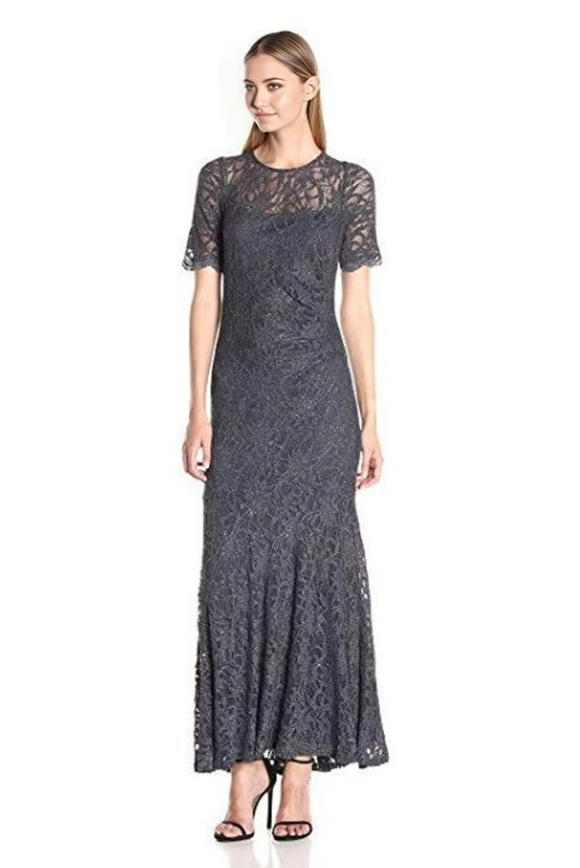 Sheath Crew Neck Short Sleeve Lace Bridesmaid Dress Formal Dresses for Wedding Guest Cocktail Dress Mother of the Bride Dresses