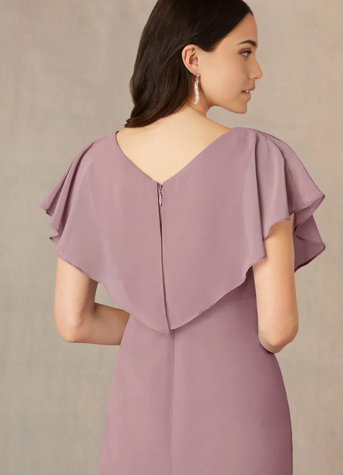 Sheath V-Neck Pleated Chiffon Dusty Rose Tea Length formal dresses evening dress Mother of the Bride Dresses