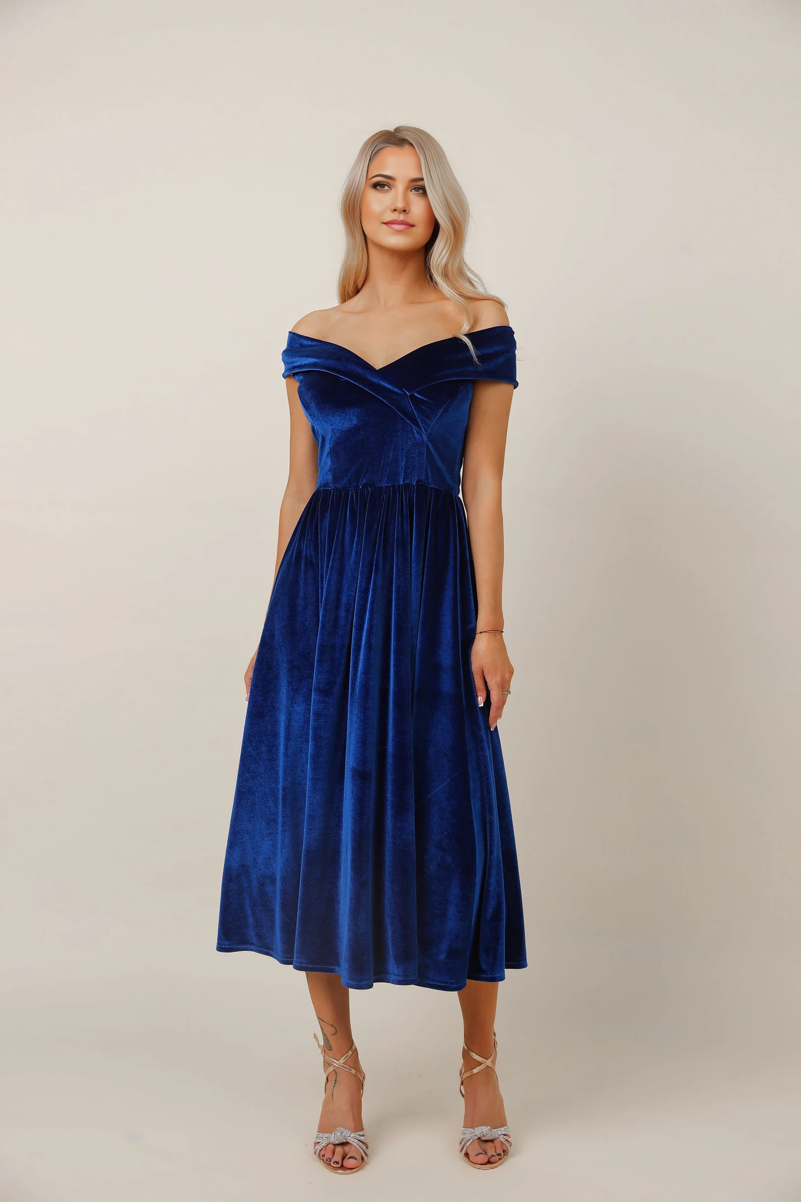 A Line Velvet Off The Shoulder Royal Blue Bridesmaid Dress formal dresses evening dress Prom Dress