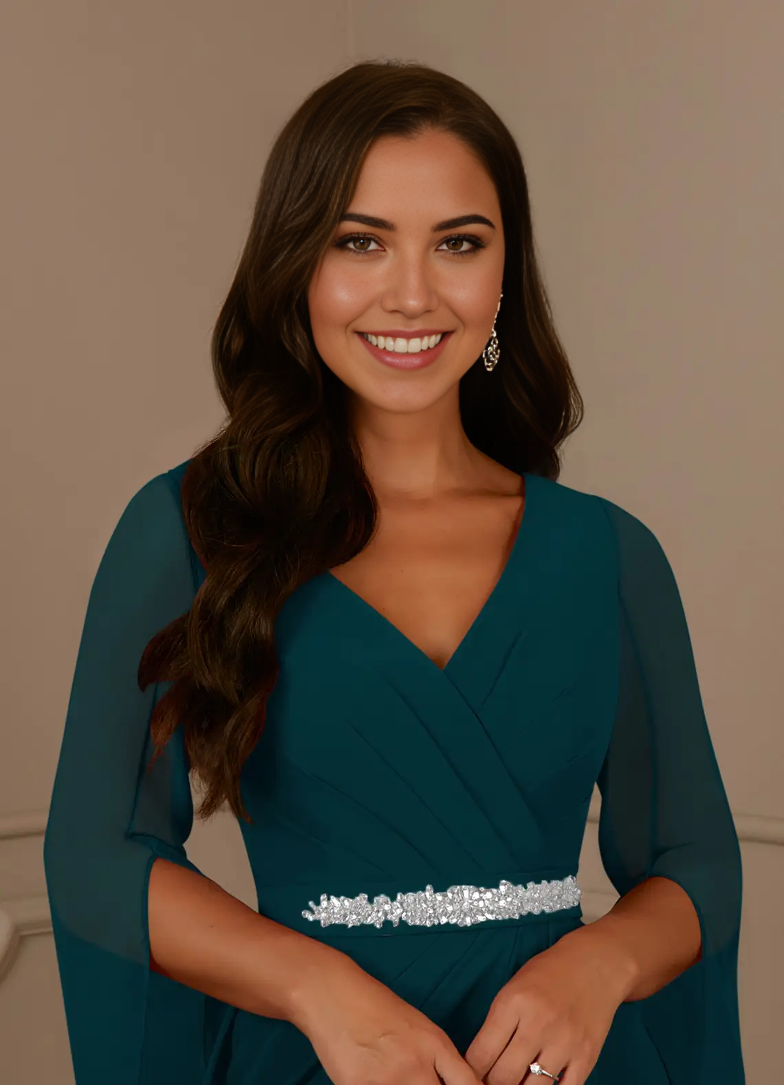 A-Line V-Neck Pleated Chiffon Dress Mother of the Bride Dresses