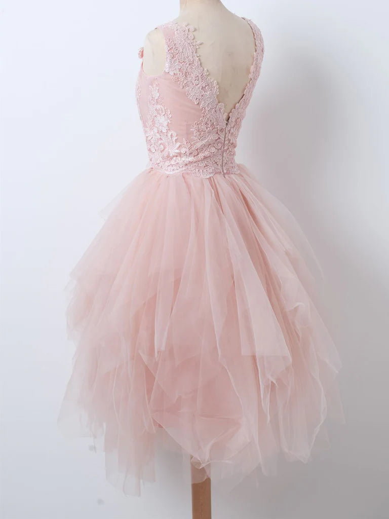 V Neck Tulle Short Prom Dress Short Party Dress Graduation Homecoming Dress