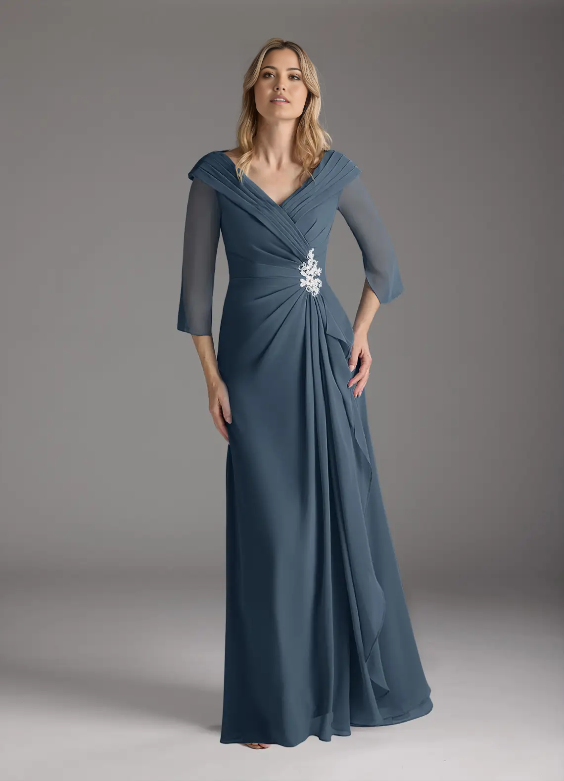 A-Line V-Neck Chiffon formal dresses evening dress Mother of the Bride Dresses