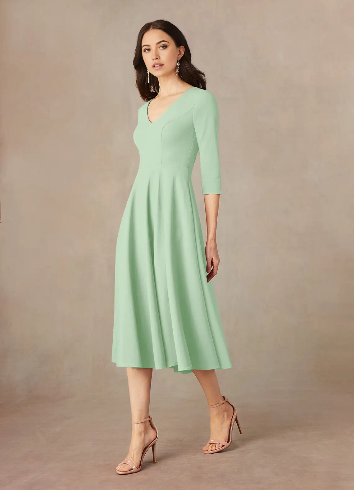A-Line V-Neck Tea Length formal dresses evening dress Mother of the Bride Dresses