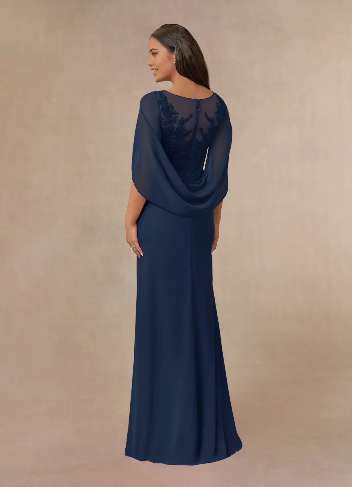 A-Line Lace Chiffon Dark Navy formal dresses evening gowns Mother of the Bride Dresses