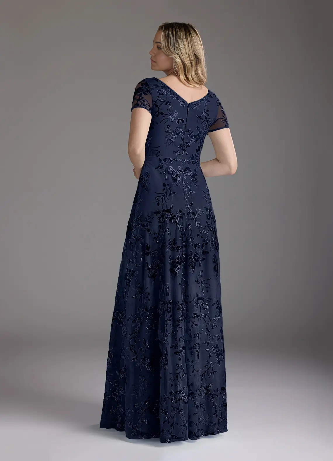 A-Line V-Neck Sequins Dark Navy formal dresses evening dress Mother of the Bride Dresses