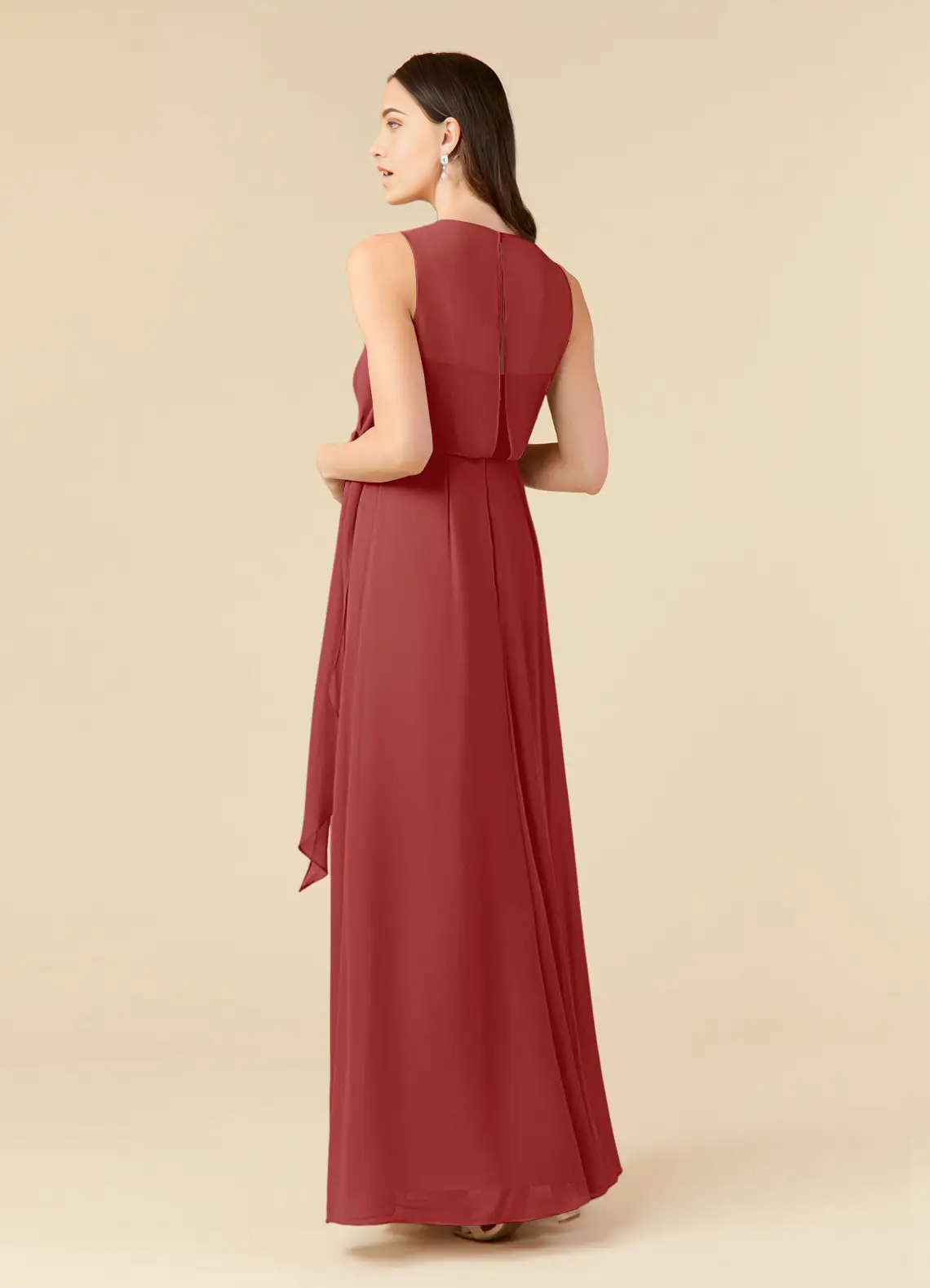 A-Line Scoop Pleated Chiffon Rust formal dresses evening dress Mother of the Bride Dresses