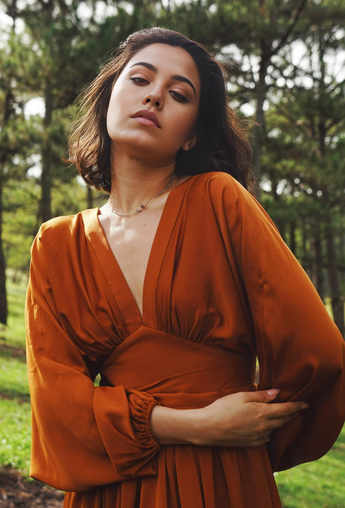 A-line V-Neck Long Sleeve Cocktail Dress Bridesmaid Dress Formal Dresses for Wedding Guest Mother of the Bride Dresses