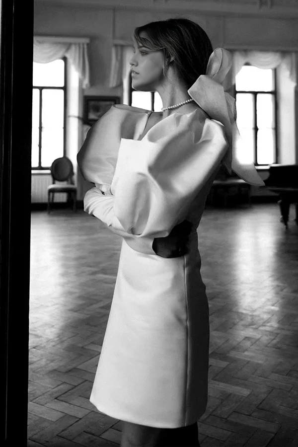 Vintage Puff Sleeves Ivory Short Wedding Dress