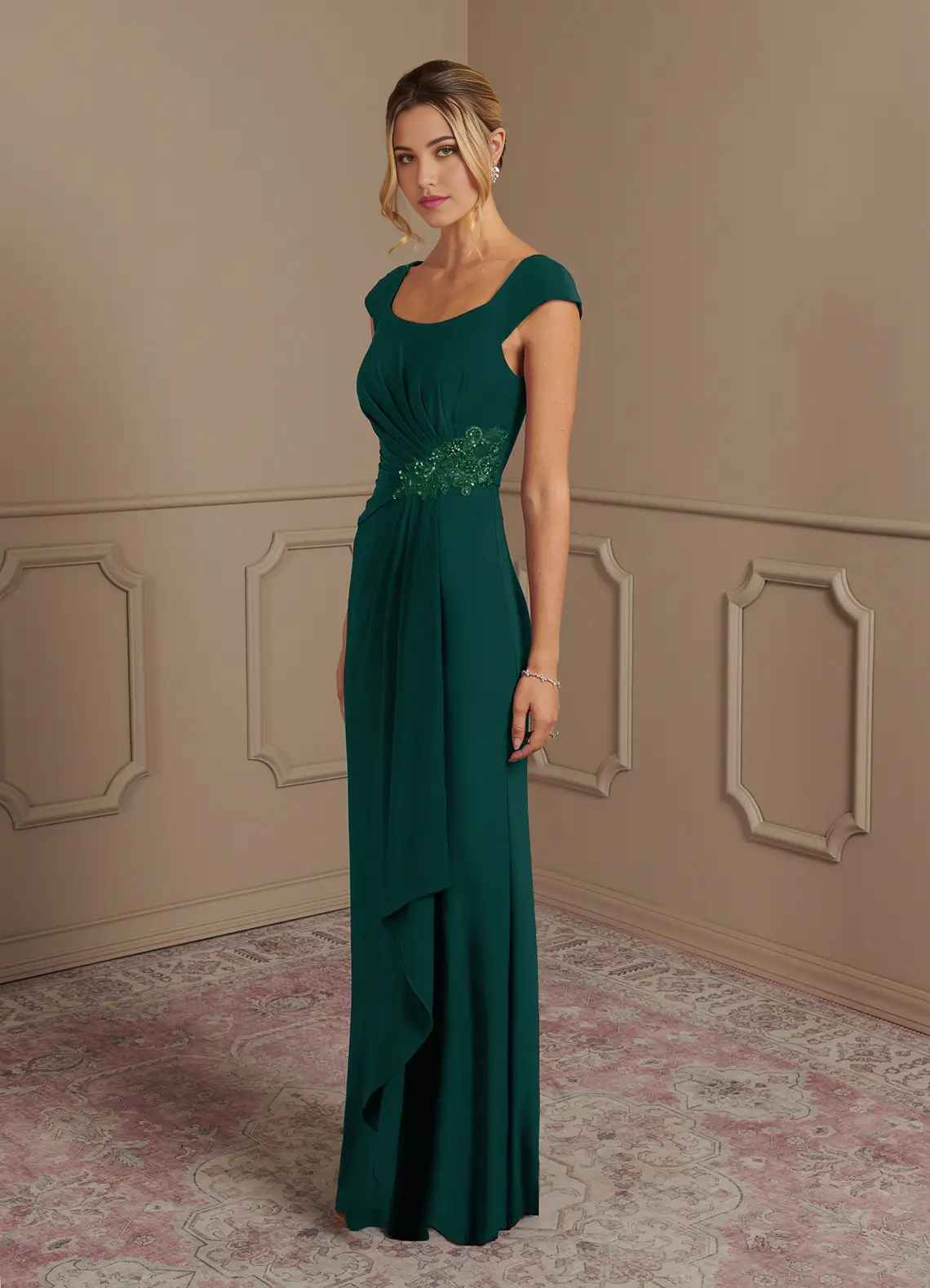 Sheath Sequins Dark Green formal dresses evening dress Mother of the Bride Dresses
