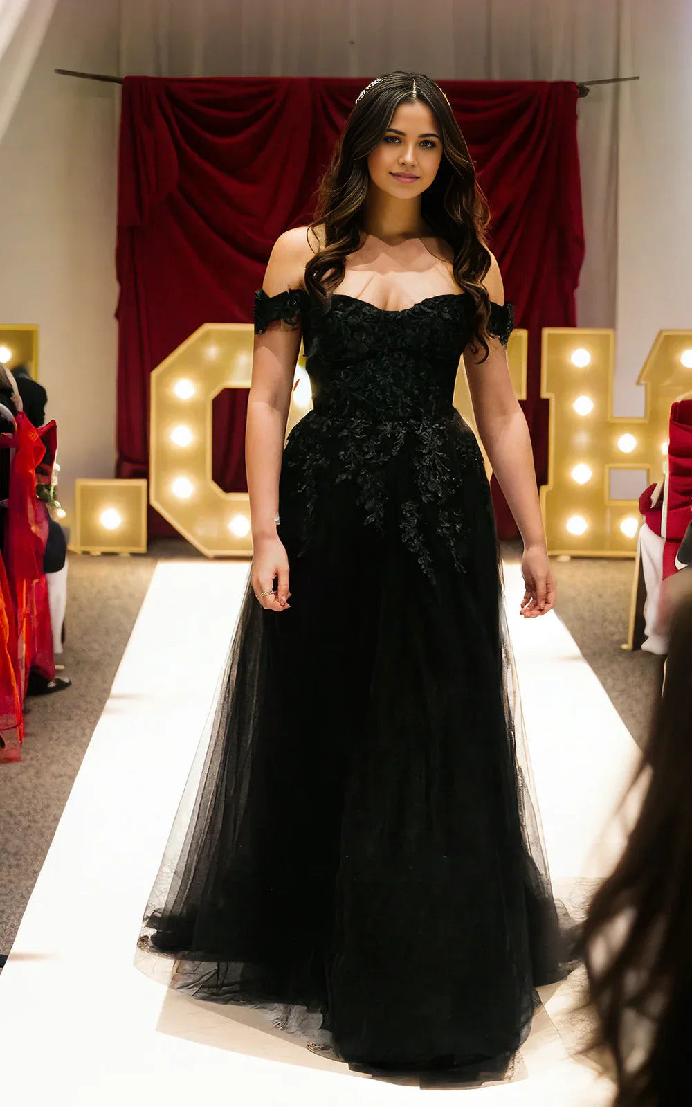 A-Line Off-the-shoulder Lace Appliques Floor-length Backless Wedding Bride Dress