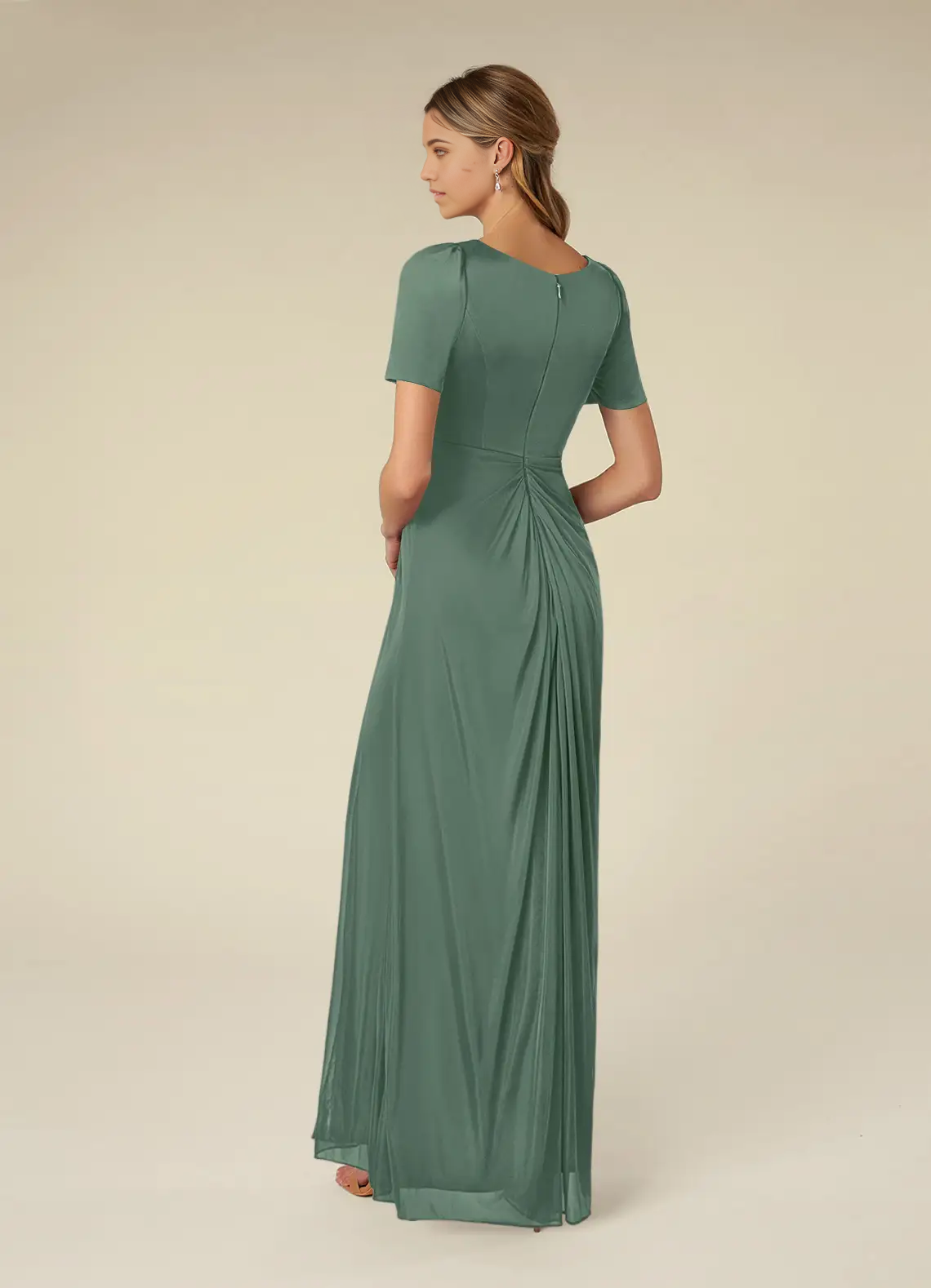 A-Line V-Neck Short Sleeve Pleated formal dresses evening dress Mother of the Bride Dresses