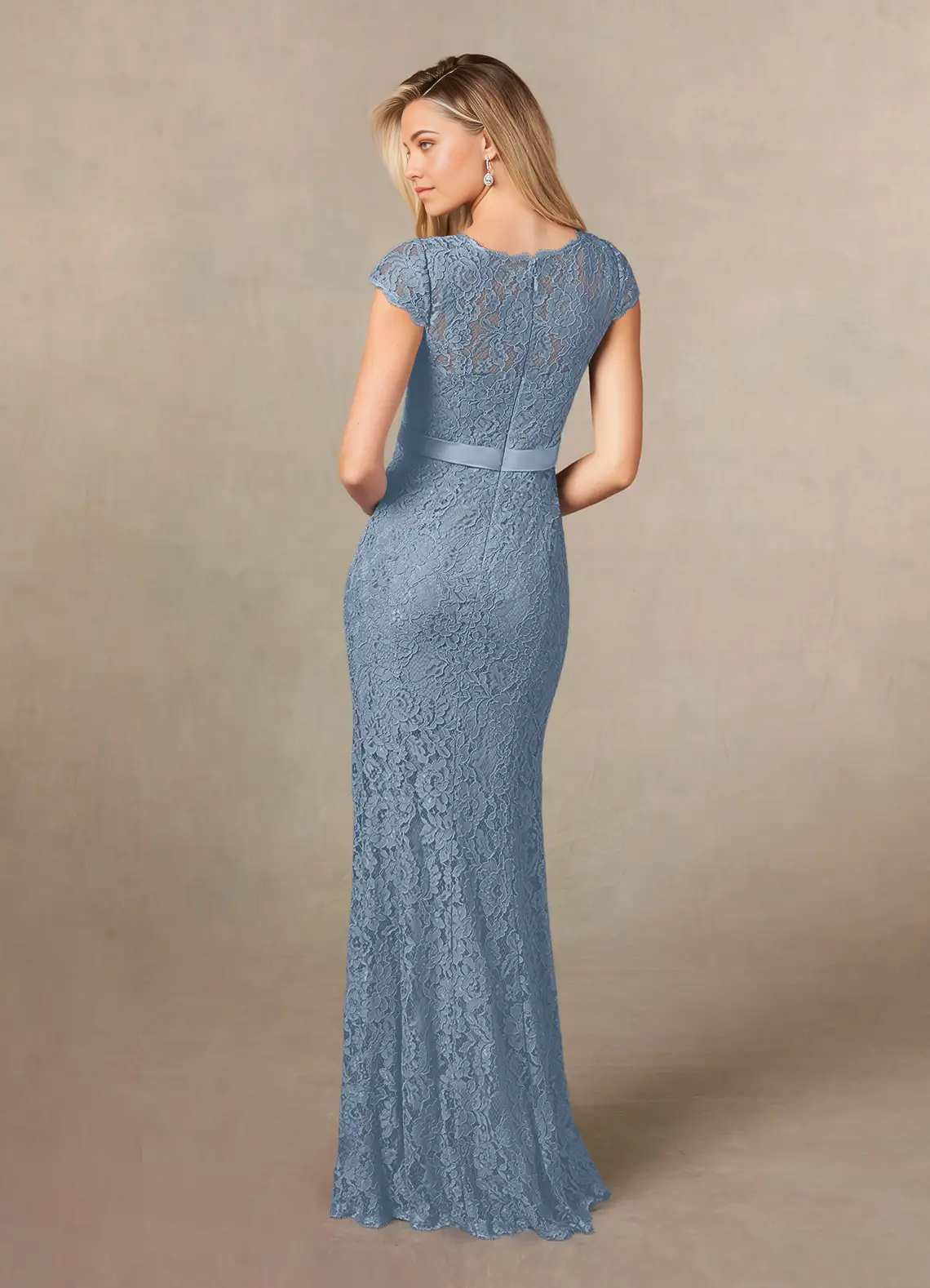 Mermaid V-Neck Lace Dusty Blue formal dresses evening dress Mother of the Bride Dresses