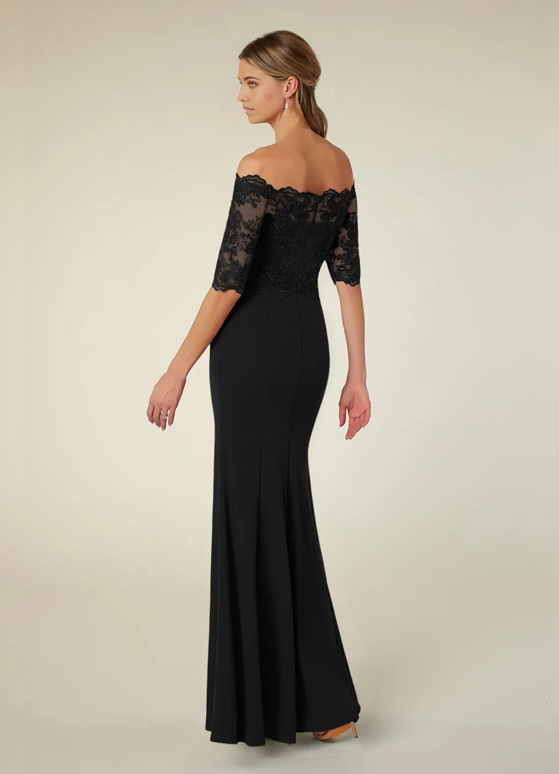 Mermaid Off the Shoulder Lace Black formal dresses evening dress Mother of the Bride Dresses