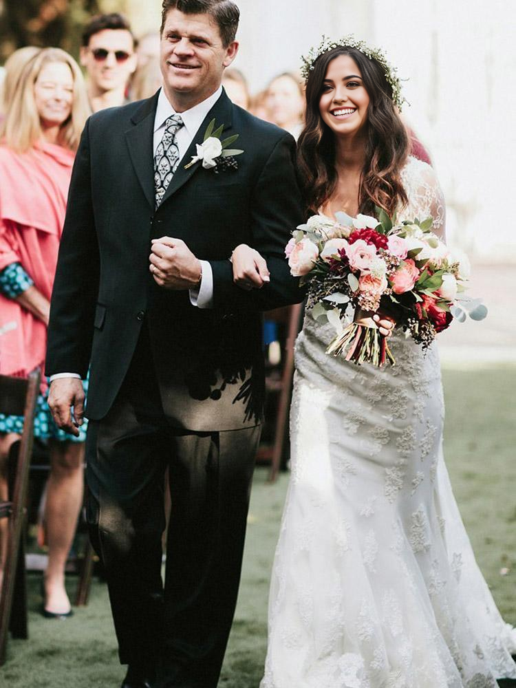 Sheath V-Neck Long Tulle Sleeves Backless Wedding Dress with Appliques