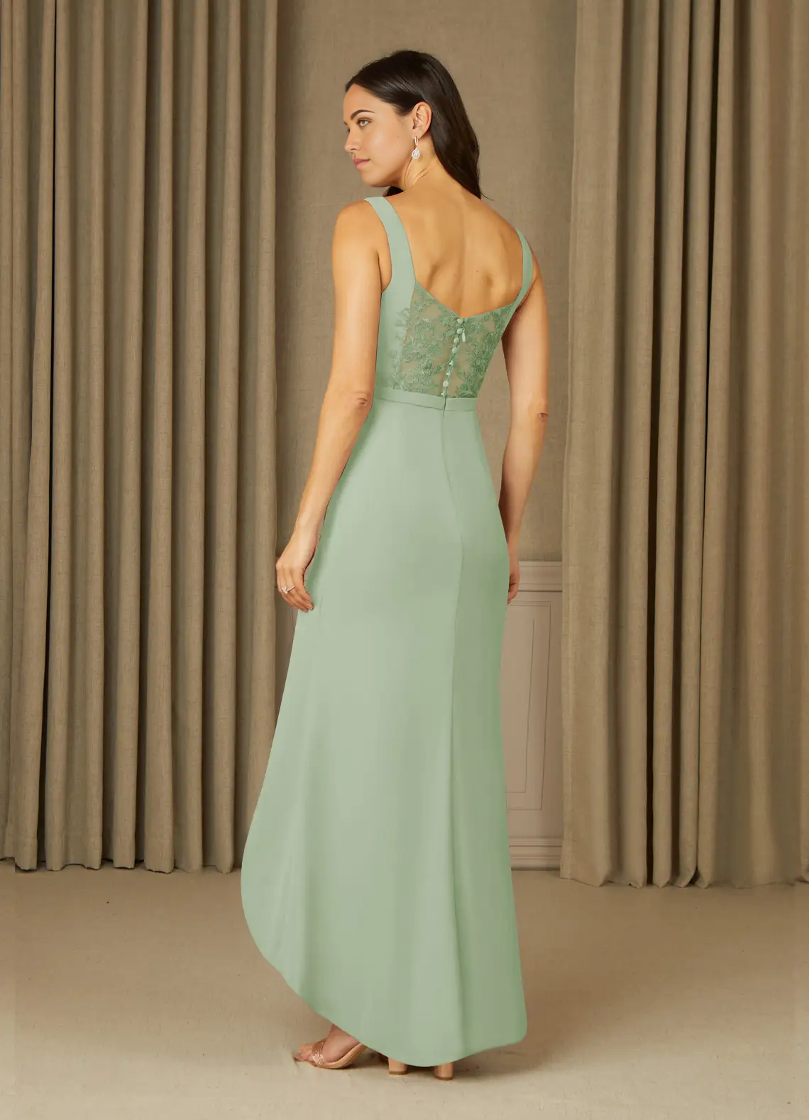 Mermaid Lace Chiffon Dusty Sage formal dresses evening dress Mother of the Bride Dresses