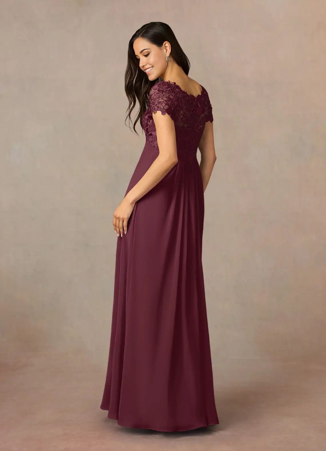 A-Line Appliques Lace Chiffon Cabernet formal dresses evening dress Mother of the Bride Dresses