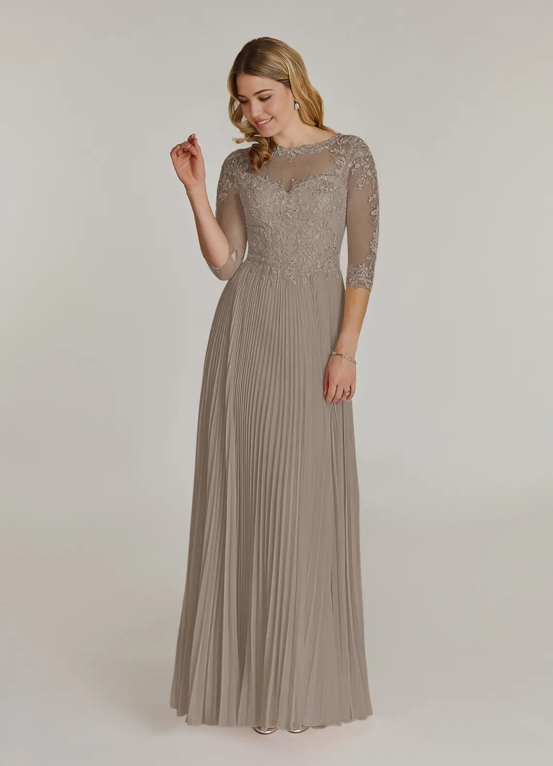 A-Line Sequins Appliques Chiffon Taupe formal dresses evening dress Mother of the Bride Dresses