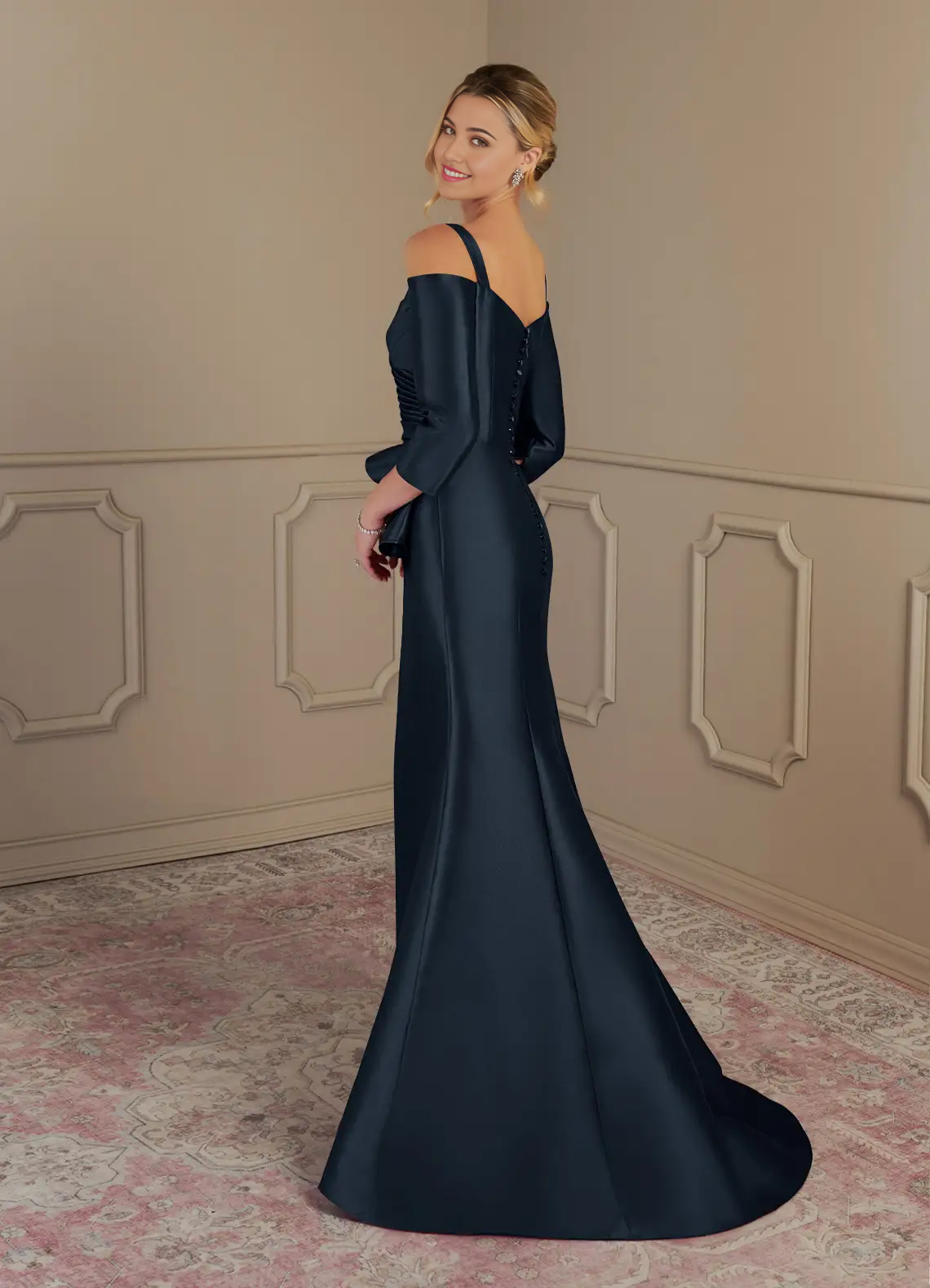 Mermaid Off the Shoulder Dark Navy formal dresses evening dress Mother of the Bride Dresses