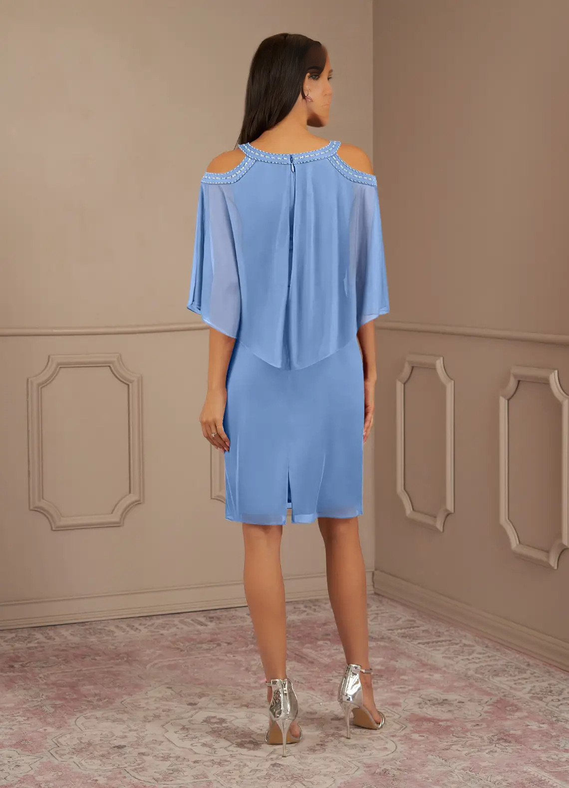 Sheath Sequins Steel Blue formal dresses evening dress Mother of the Bride Dresses