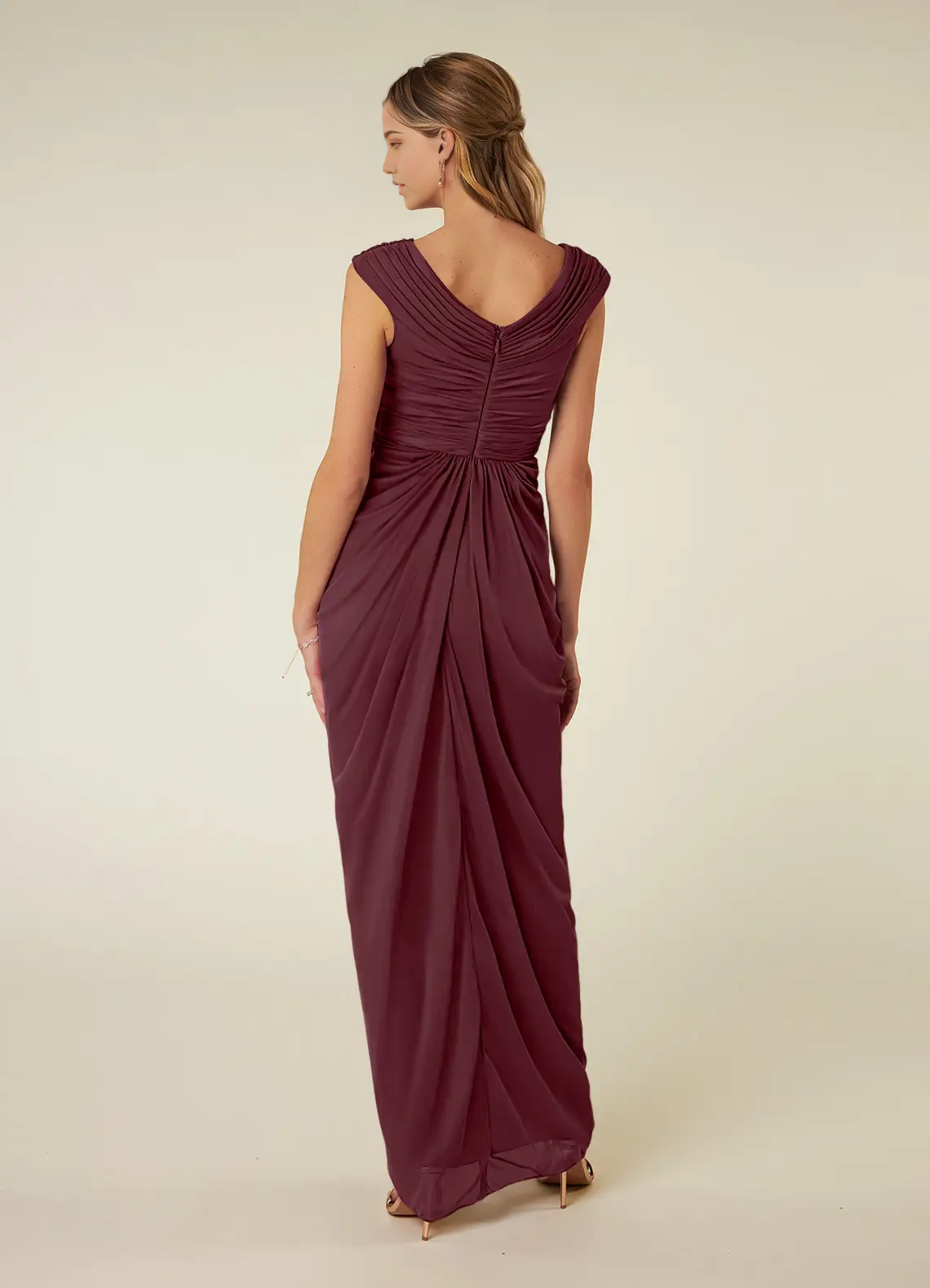 Sheath V-Neck Pleated Cabernet formal dresses evening dress Mother of the Bride Dresses
