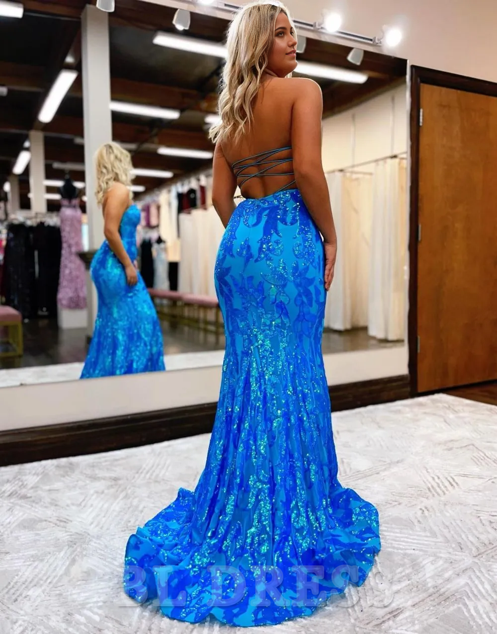 Mermaid Sweetheart Spaghetti Straps Corset Back formal dress evening gown Prom Dress