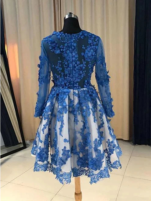 Long Sleeves Lace Short Prom Dresses Formal Graduation Homecoming Dresses