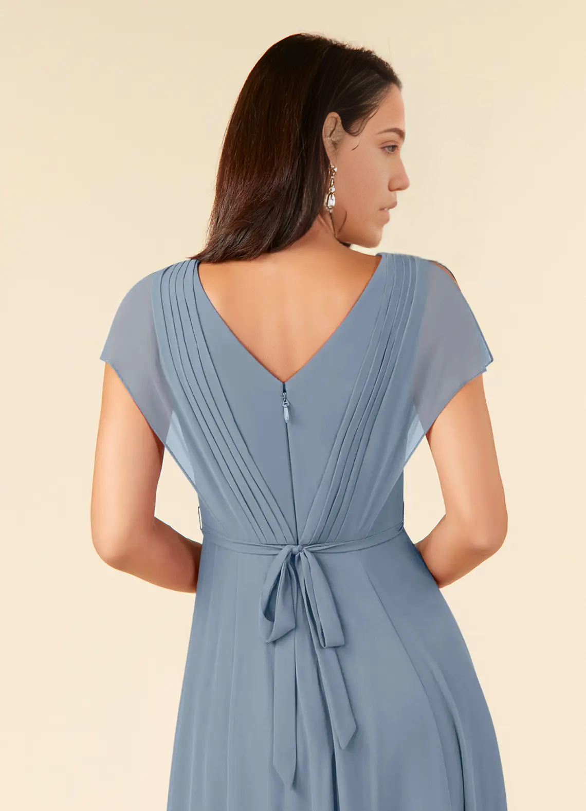 A-Line V-Neck Lace Appliques Chiffon Tea Length Dress formal dresses evening dress Mother of the Bride Dresses