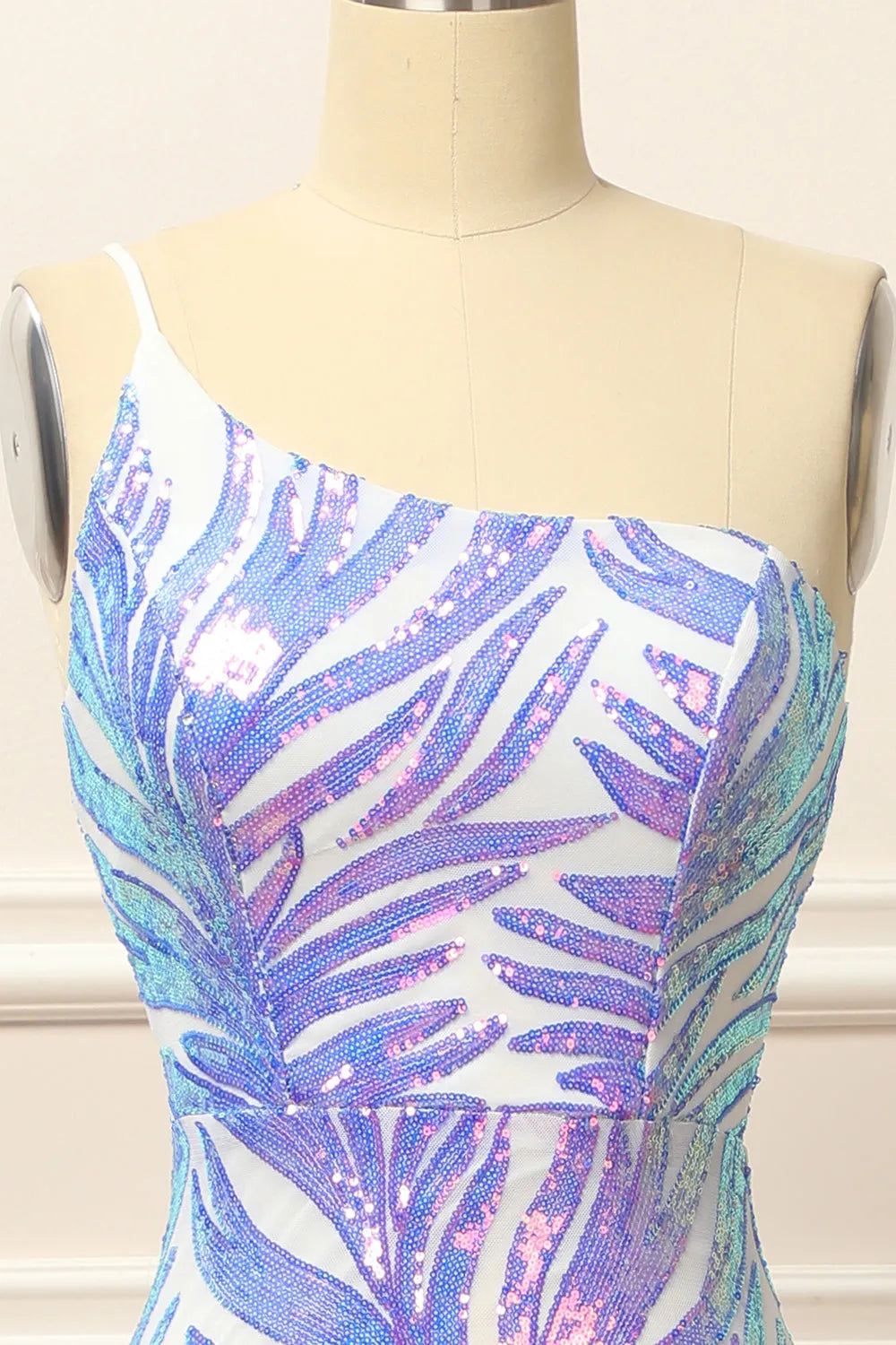 Mermaid Glitter One Shoulder Sequins Prom Dress